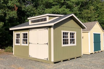 12' x 16' New England Ranch T1-11 shed with studio dormer