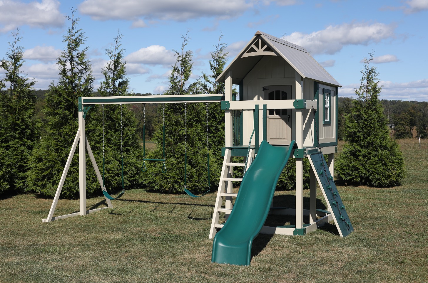 vinyl swing sets with playhouse